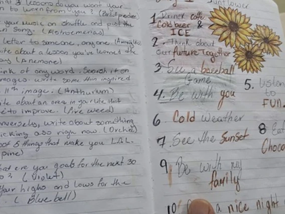 journal with flowers